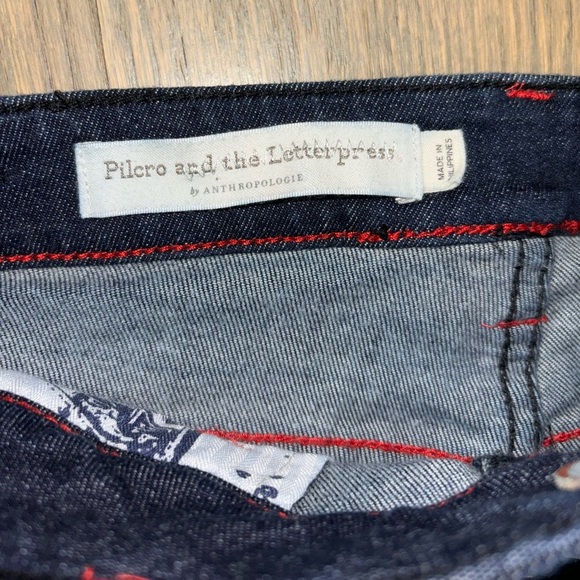 Pilcro and the Letterpress Navy Flare Jeans with Red Accents - Picture 4 of 6
